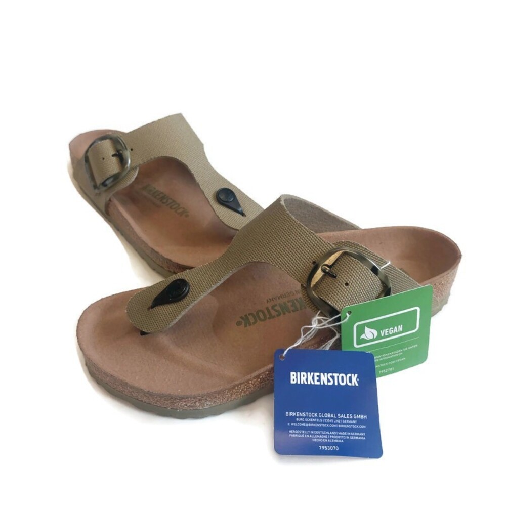 Birkenstock Womens 8 Mens 6 Gizeh Vegan Big Buckle Sandals EU 39 Faded Khaki - Picture 6 of 11
